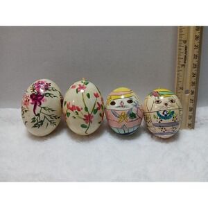 4 Delicate Real Blown Out Hand Painted Eggs (Real Egg Shell) Ornaments 2"